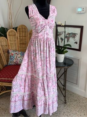 WALKER & WADE Pink Print Sleeveless Maxi Dress. Excellent Condition! Full Skirt